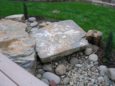 Santiam River Rock  with Idaho Mountain Slab - dry creekbed - Rexius